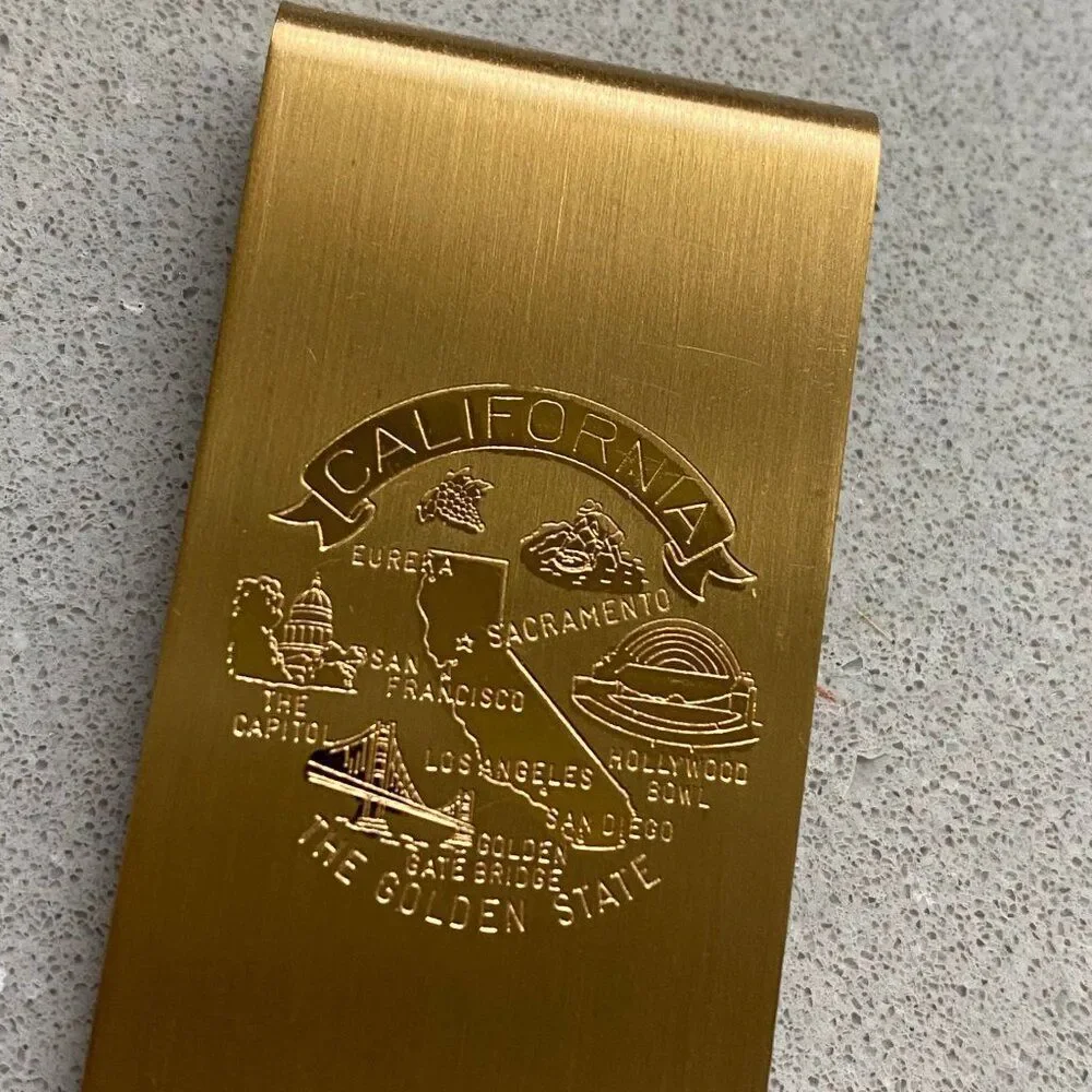 Vintage California The Golden State Gold-Tone Souvenir Money Clip, 2